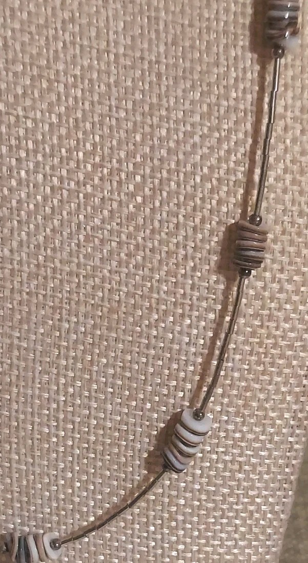 Vintage Sterling Liquid Silver & Wampum Heishi Shell Necklace