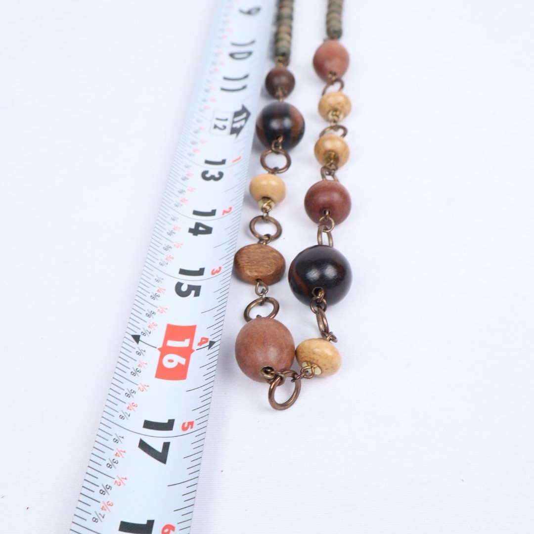 VTG Boho Ethnic Tribal Long Wood Beaded Necklaces (6) Earth Tones