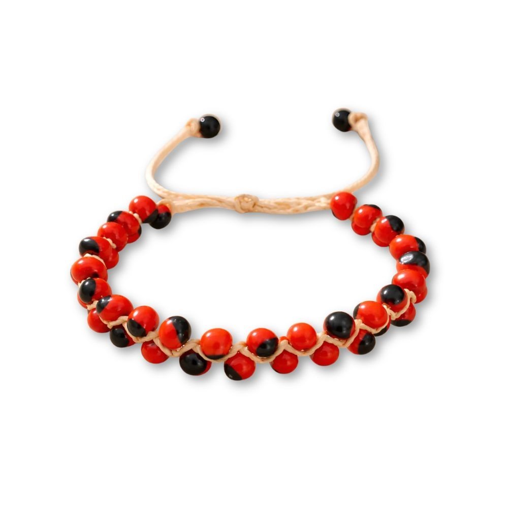 Bracelet de Peonia Ajustable, Huayruro layers of seeds Bracelet Adjustable