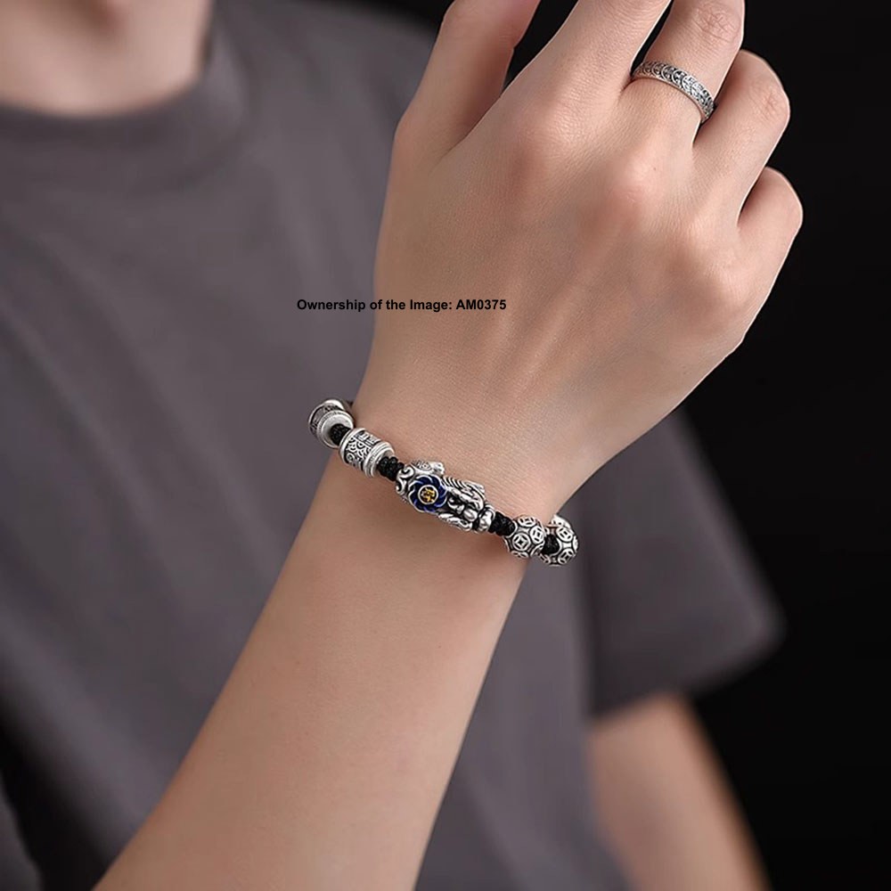 Pure S999 Fine Silver Women Men Bracelet Rich Pixiu Bracelet Adjustable 16-17cm