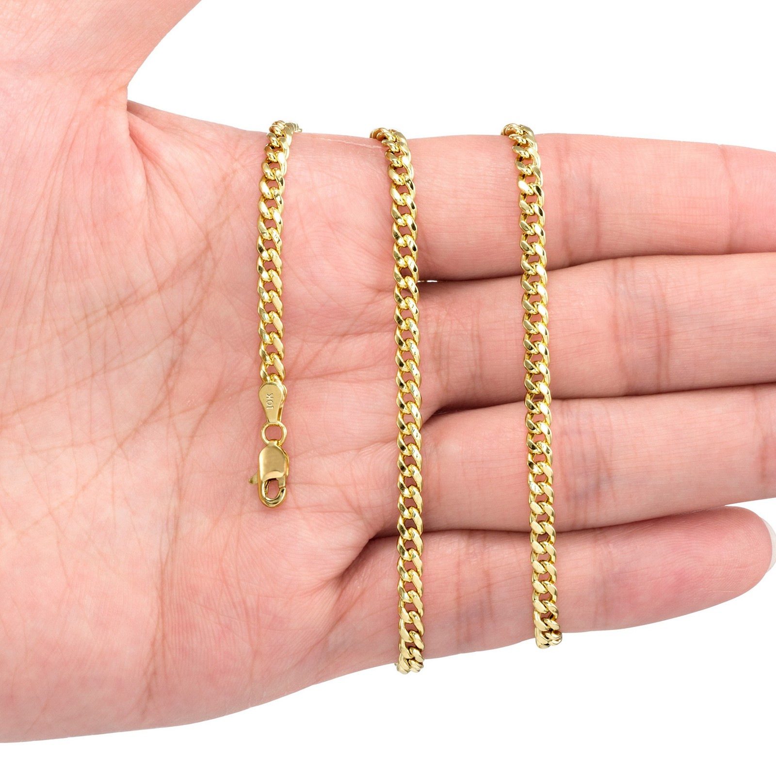10K Yellow Gold 4mm Miami Cuban Link Chain Bracelet Men Women 7″ 7.5″ 8″ 8.5″ 9″