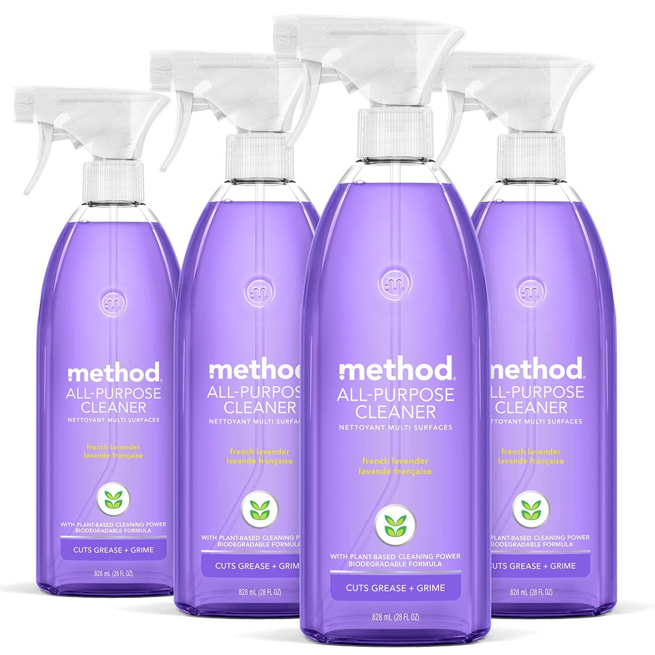 Method All-Purpose Cleaner Spray, French 28 Fl Oz (Pack of 4), White
