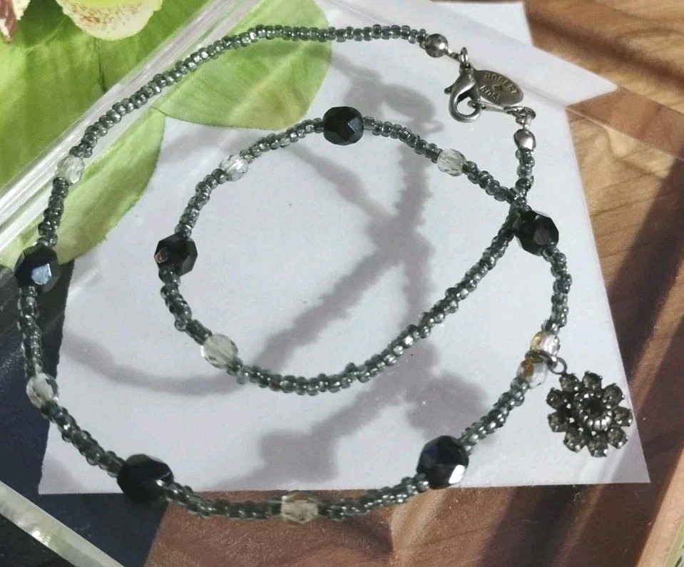 Designer ROBERT ROSE Dainty Faceted Beaded Rhinestone Pendant 14″ Necklace!