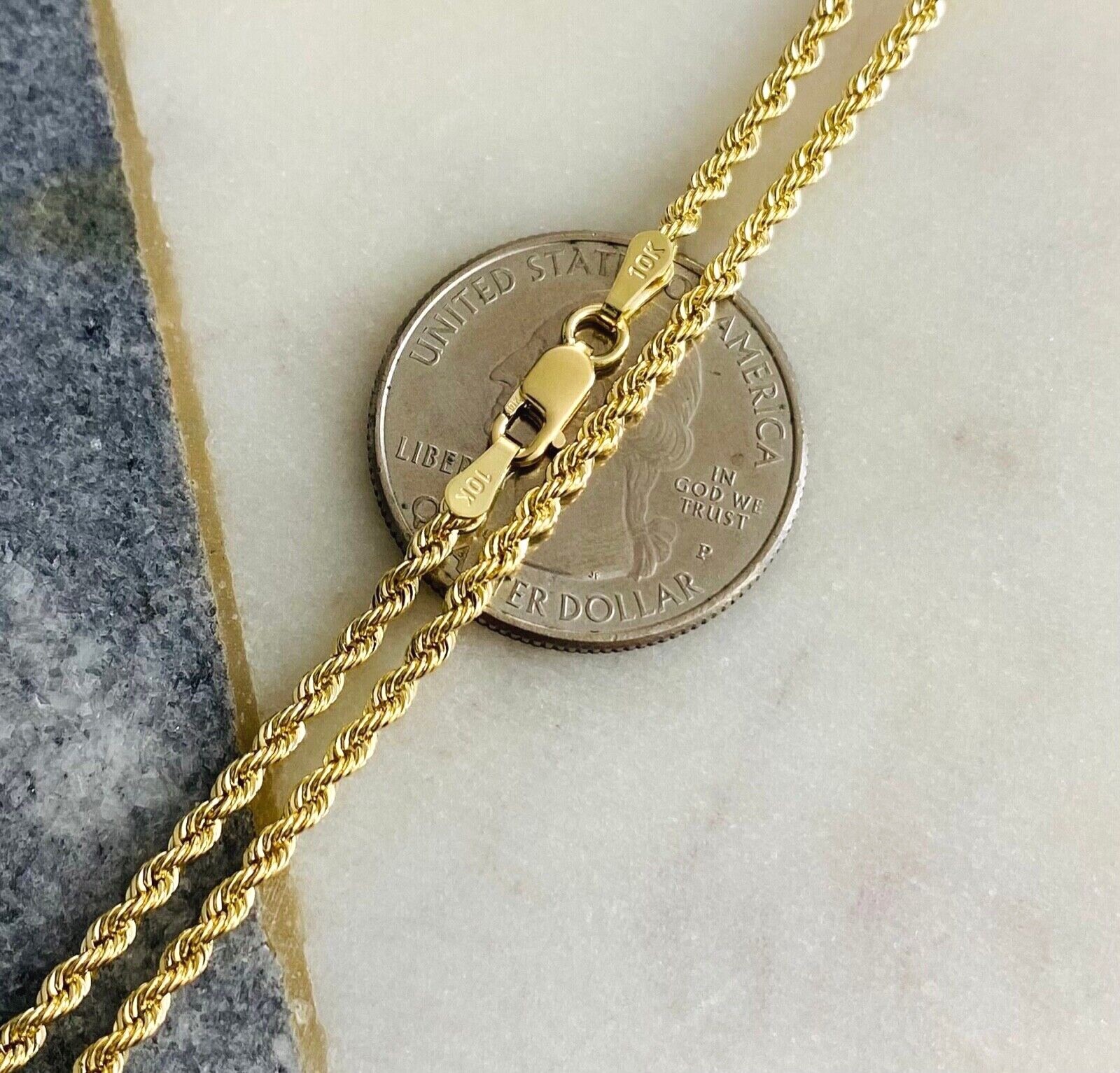 10K Real Gold 2.2mm Rope Chain- 10k Gold Rope Necklace , 10K Unisex Chain- RP040