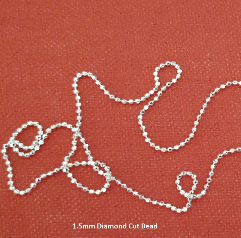Diamond Cut Bead Necklace Chain / Sterling Silver (Made in Italy)