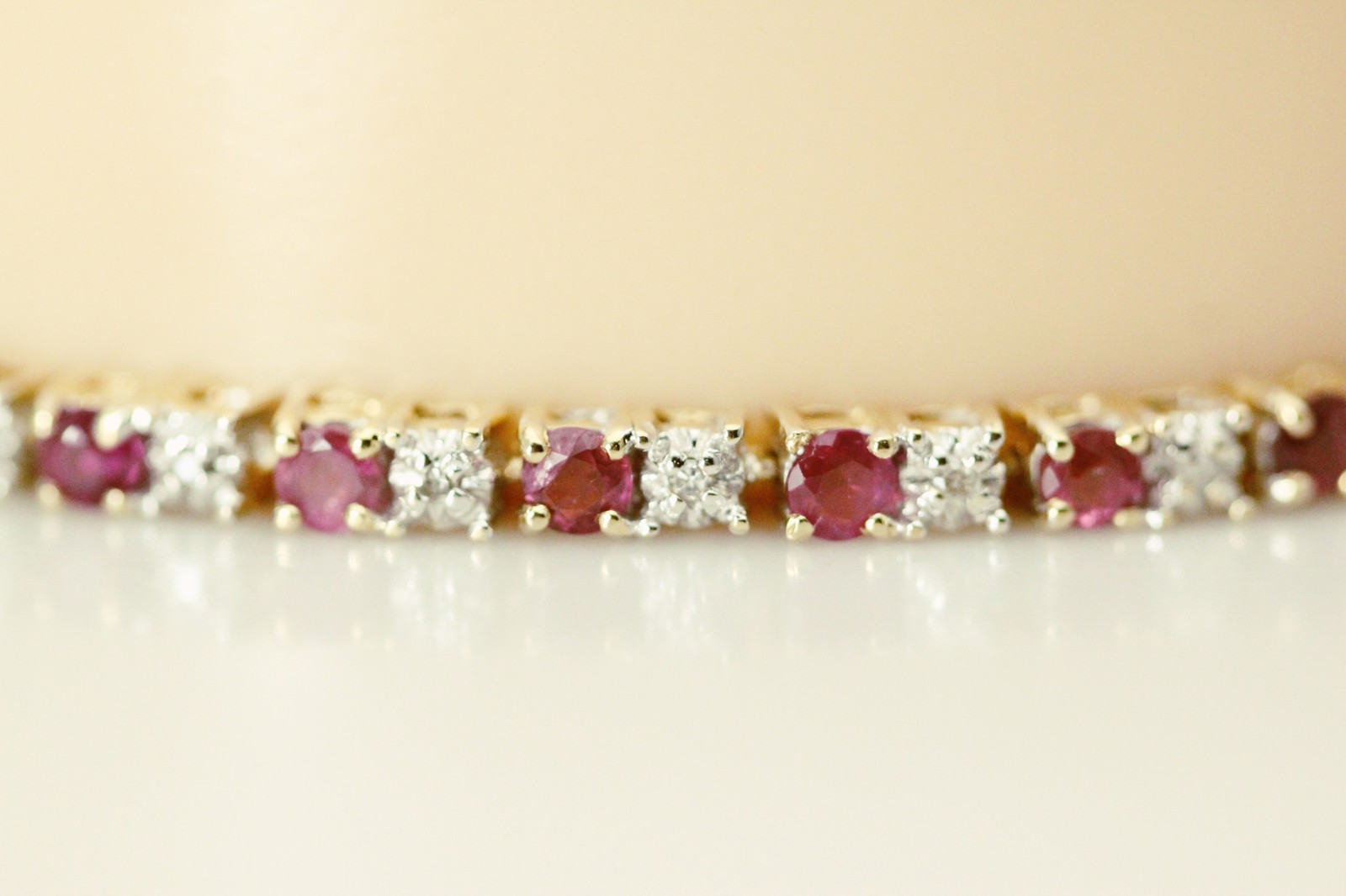 14K Yellow Gold Round Ruby & Diamond 7.5″ Tennis Bracelet 8.8 Grams (BR5028)
