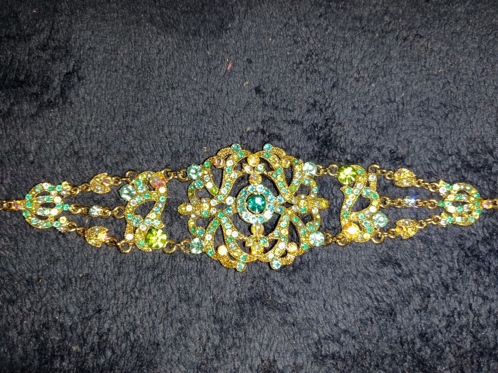 New Victorian Collection Aquamarine & Crystal Large Designer Bracelet