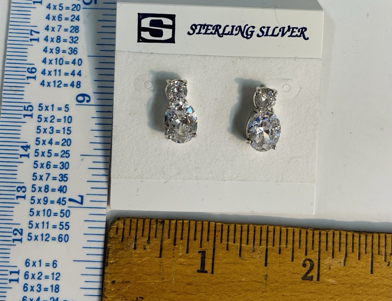 925 Sterling Silver White Oval Zircon stud earring for women/teen/men