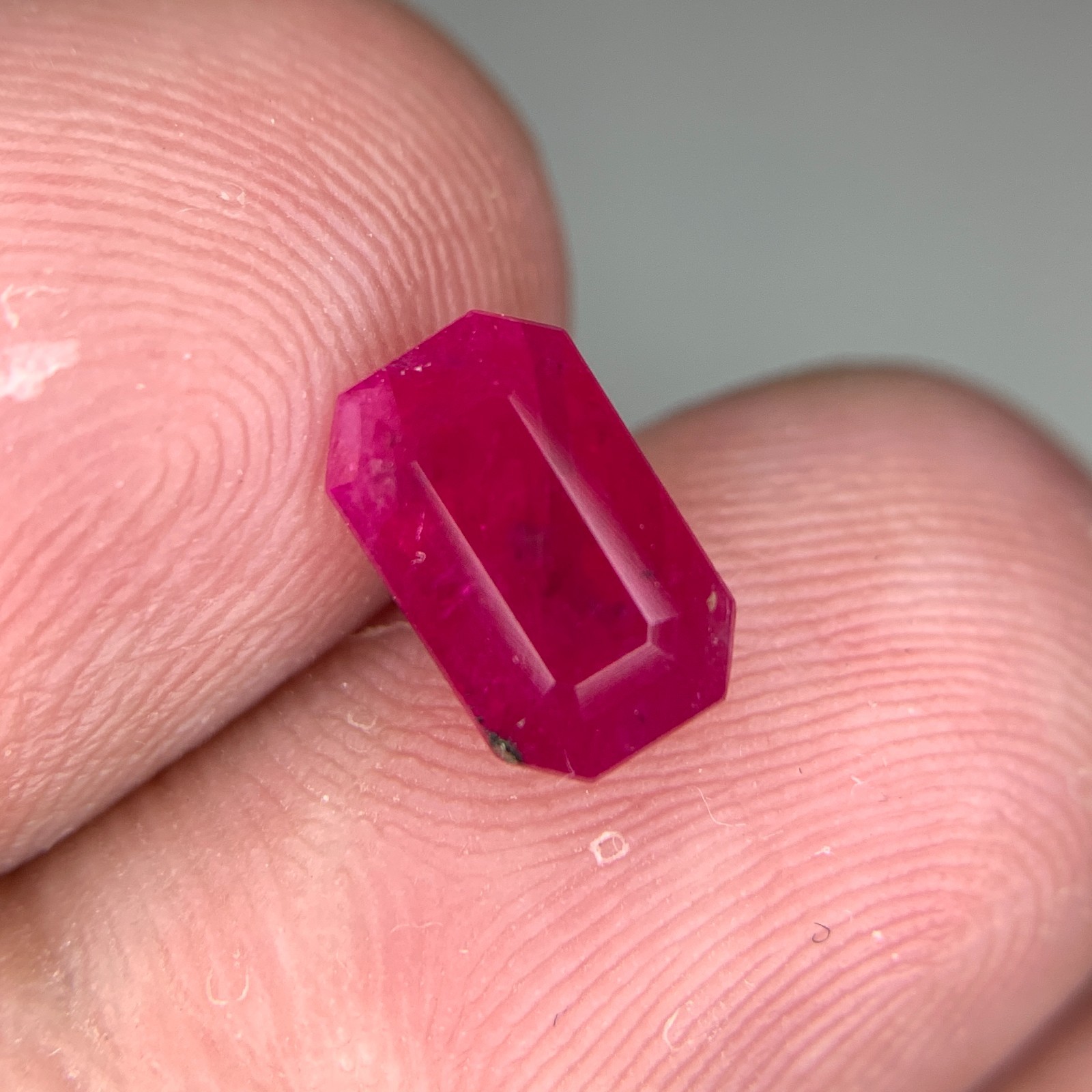 Natural Red Ruby Gemstone 2.56 Carat from Afghanistan Faceted Emerald Cut Loose