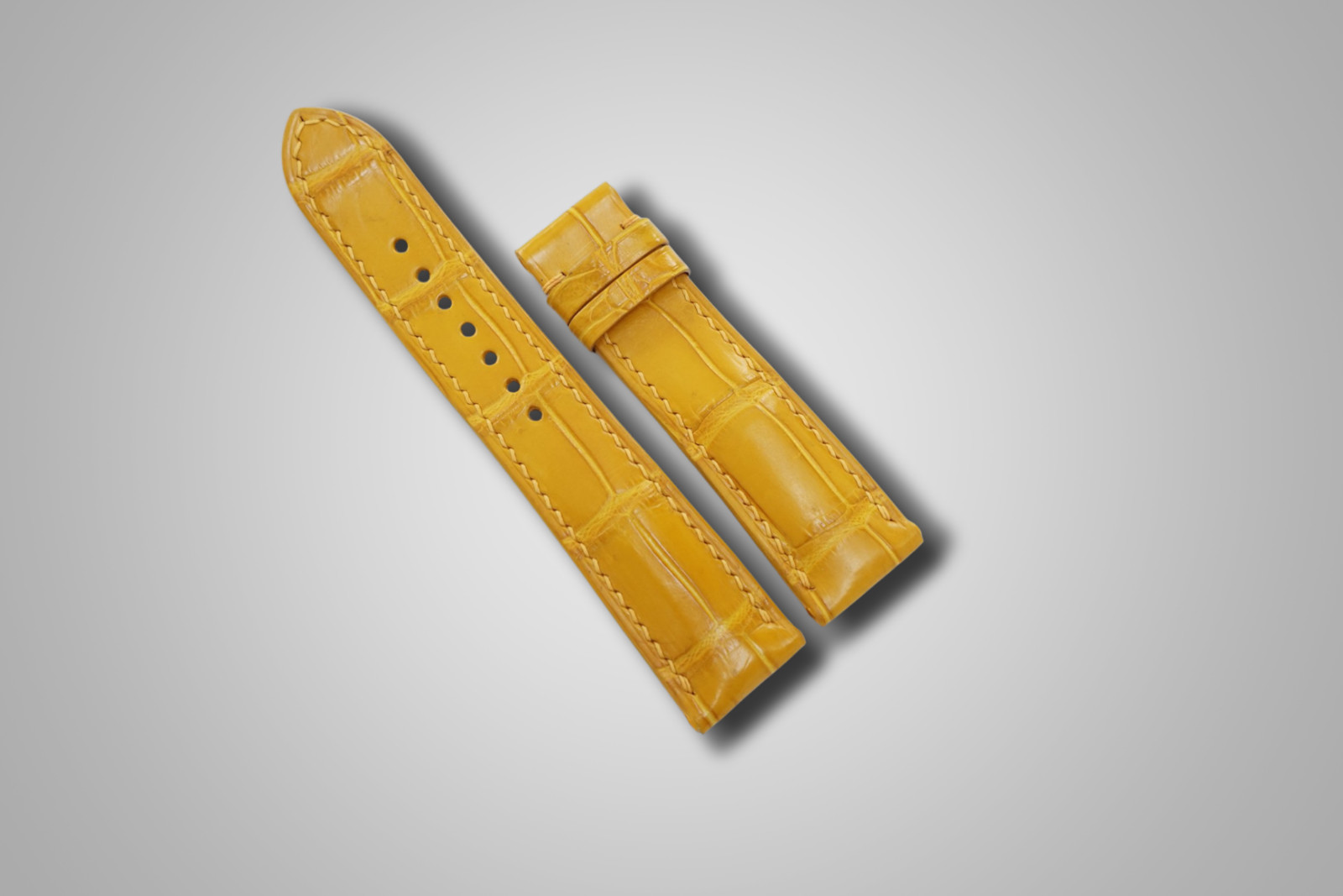 Handmade Yellow Crocodile Skin Leather Watch Strap Band 18mm to 26mm