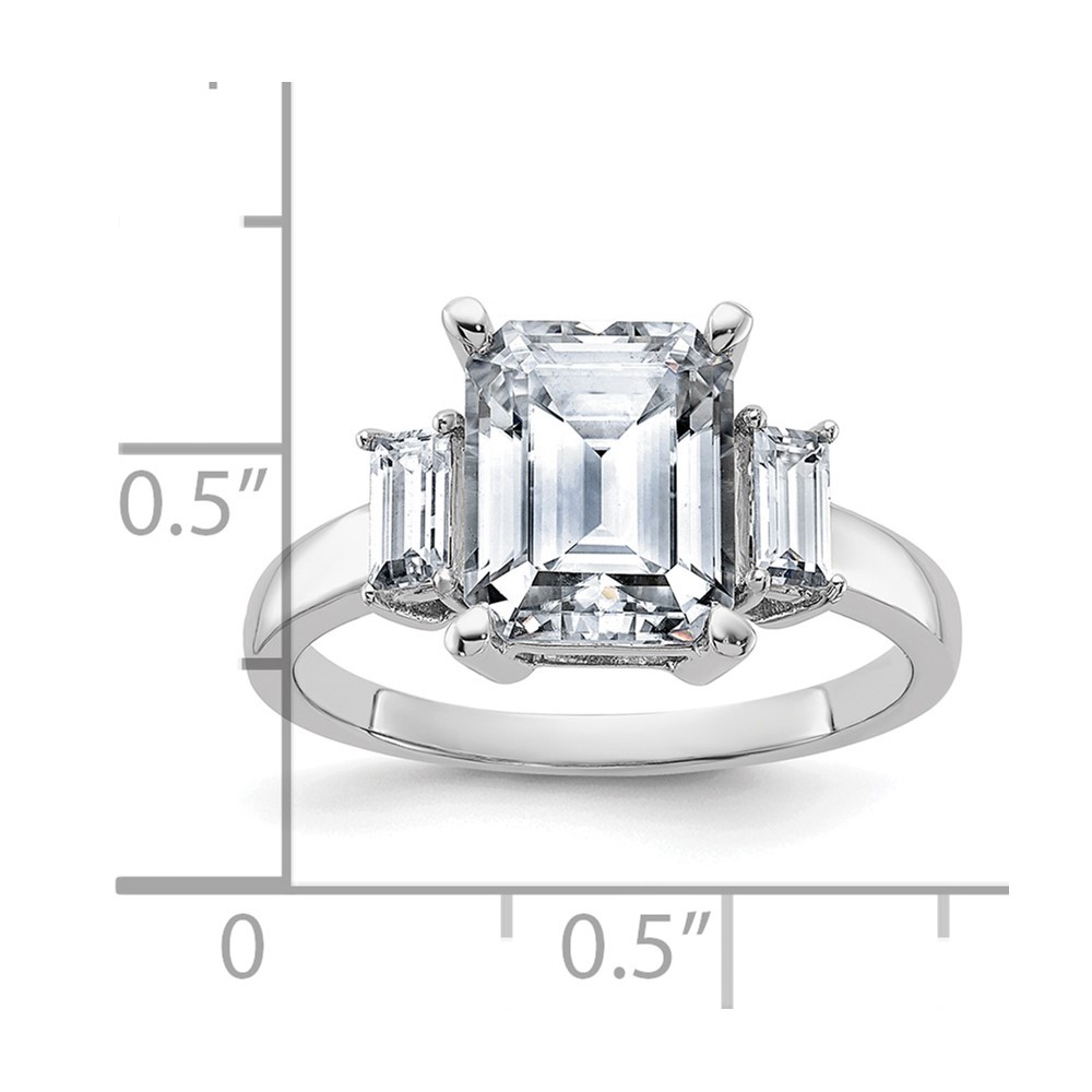 14kw 3 7/8ct. Three Stone D E F Pure Light Moissanite Engagement Ring