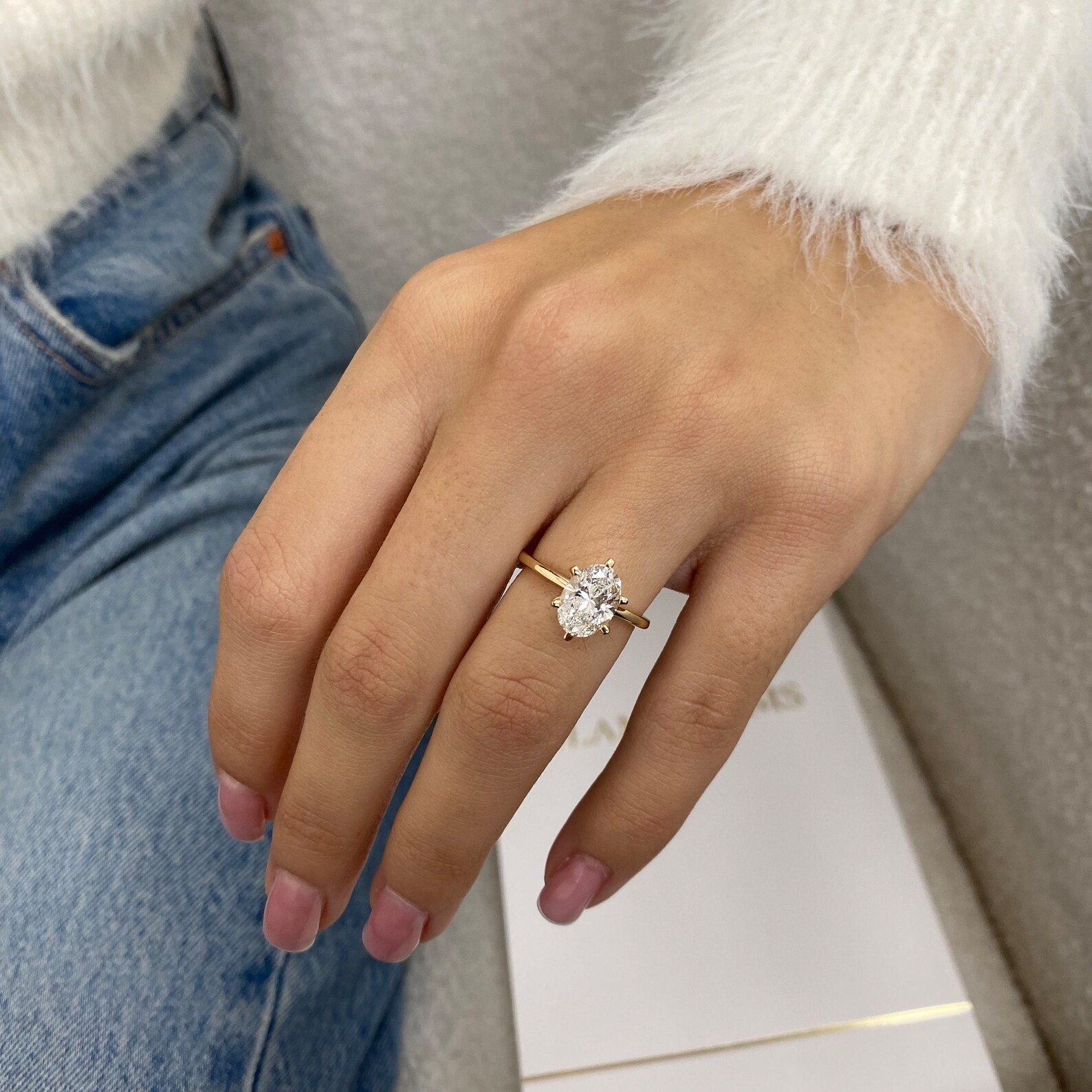 1.50 Ctw Oval Cut Real Moissanite Solitaire Proposal Ring 14K Yellow Gold Plated
