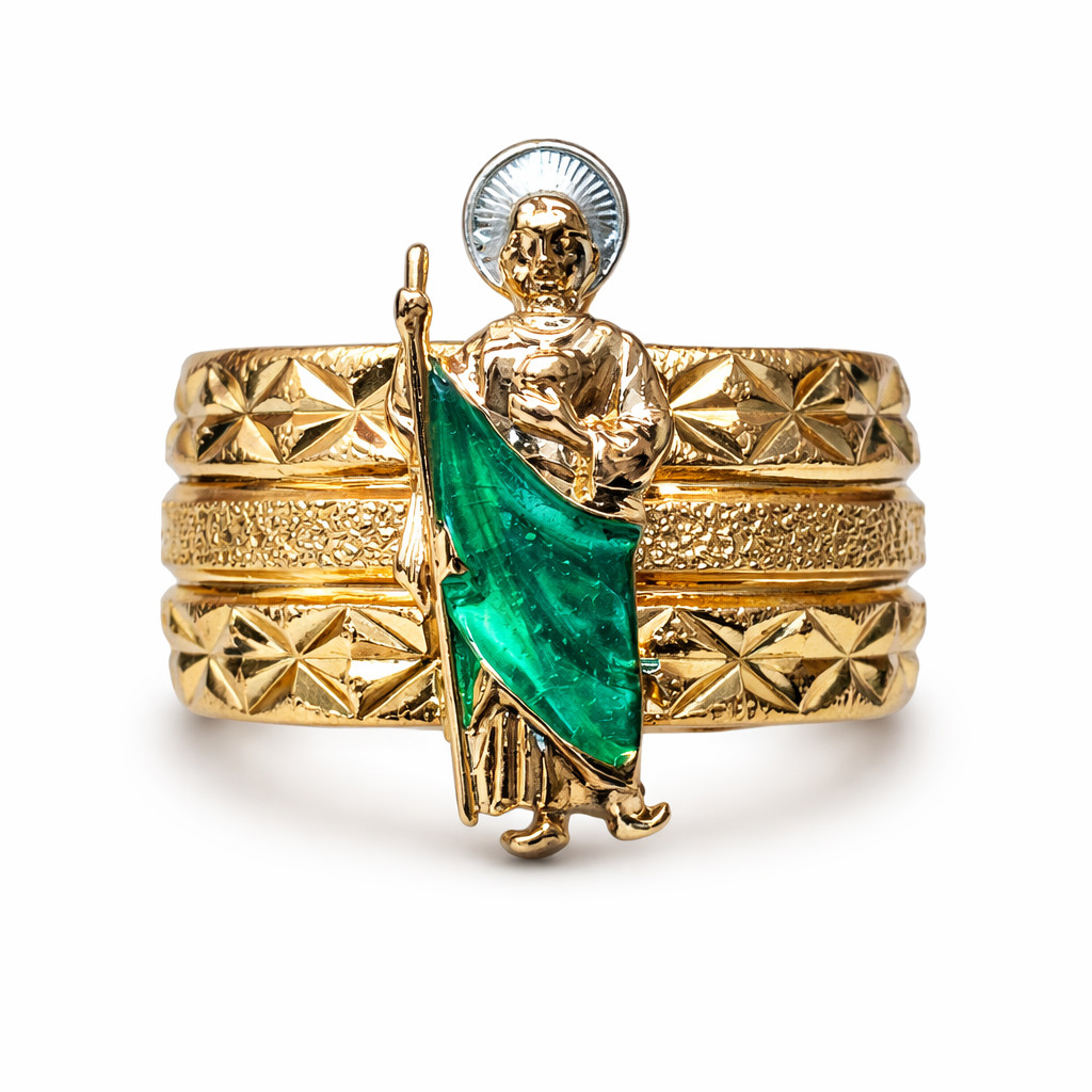 Italian 1/200 14k Yellow Gold St Jude Ring Religious Catholic Ring Men Women