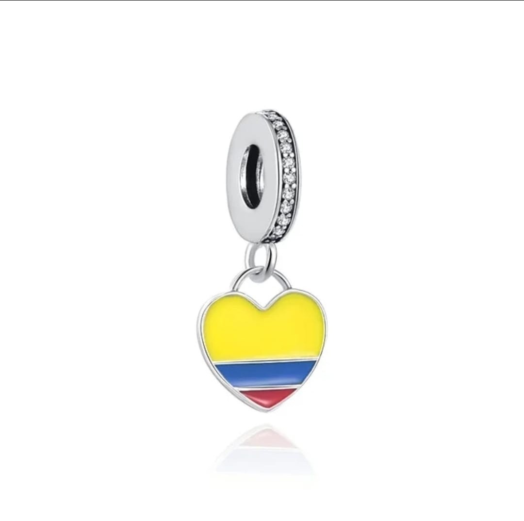 Colombia Flag 925 Sterling Silver Charm for Bracelet