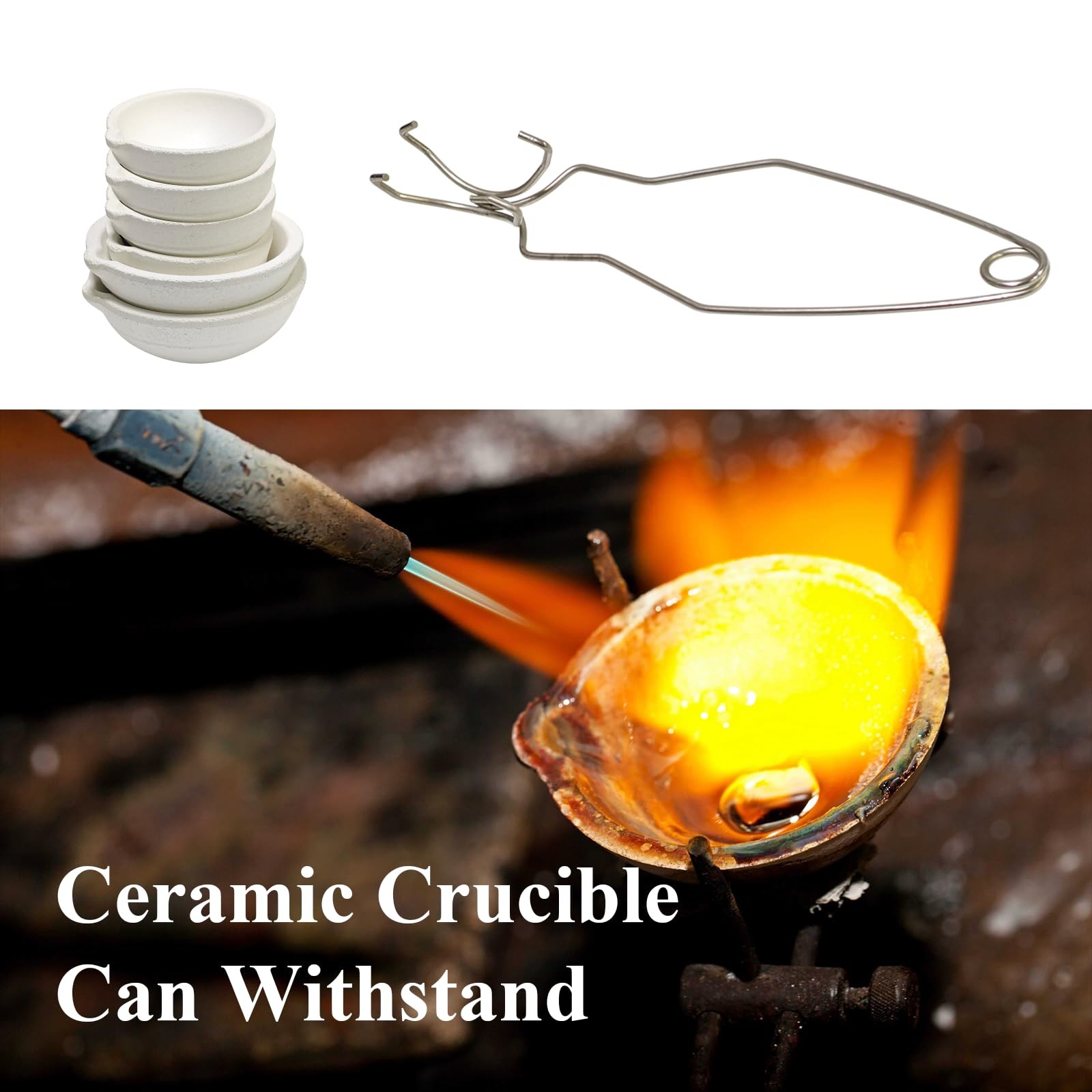 Melting Metal Crucible Kit 8-Piece with 2 Tongs,4x2oz & 2x5oz Refractory Bowl…