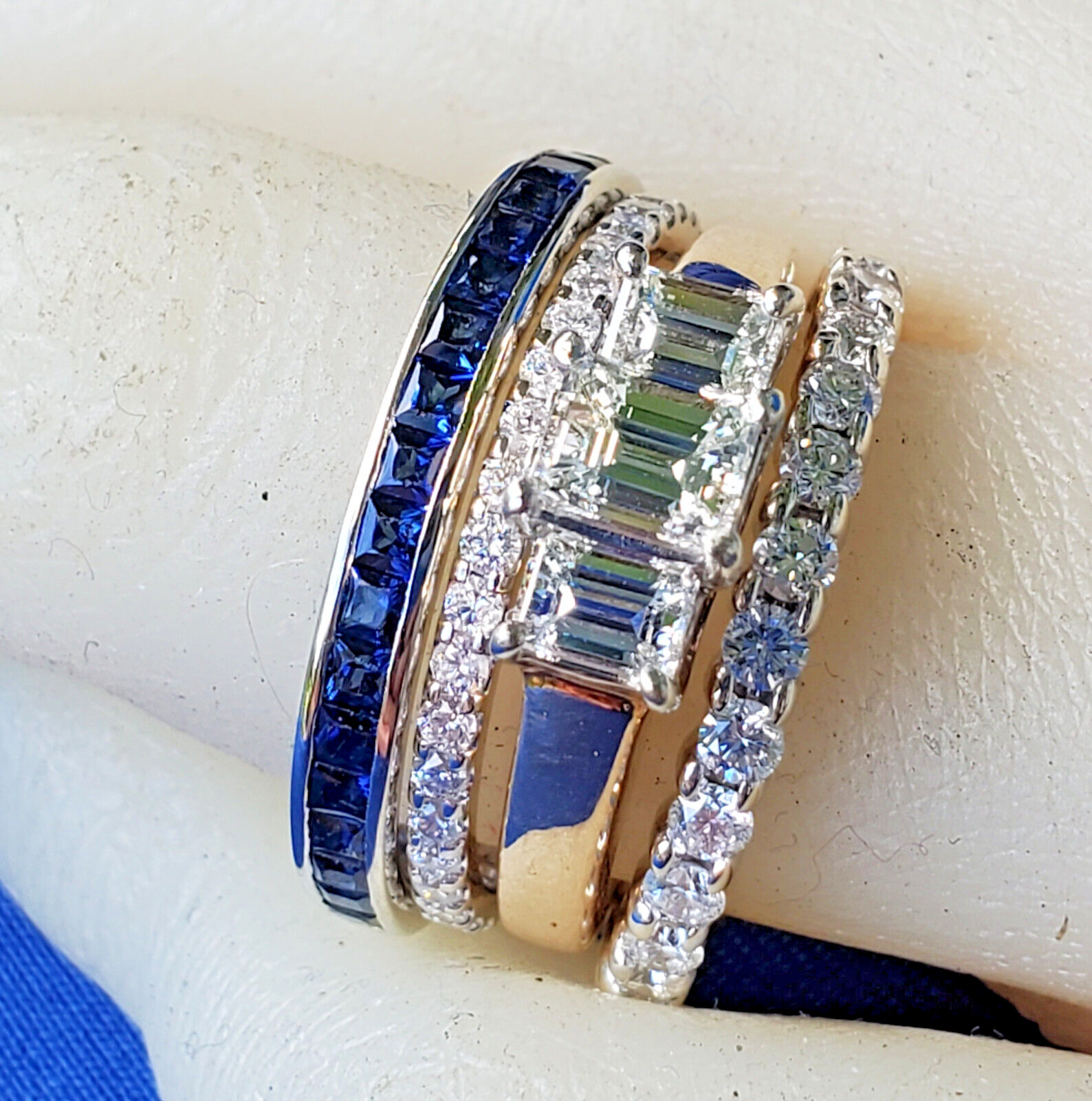 Original EARTH MINED DIAMOND Emerald cut Deco Engagement Ring Vintage 3 stone 7