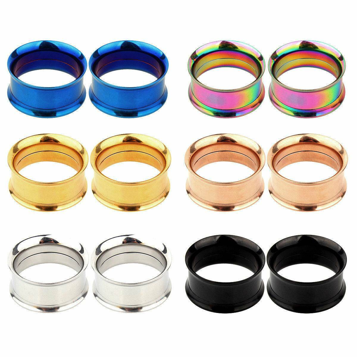 12PCS Stainless Steel Screw Ear Gauges Plugs Double Flared Flesh Tunnels Earskin