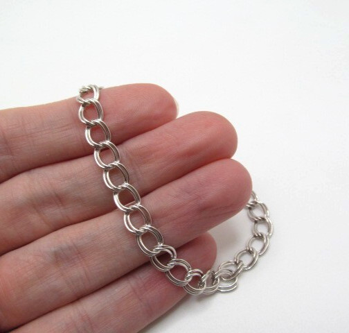 925 Sterling Silver Double Curb Cuban 6.5mm Link Chain Bracelet 7.25 In