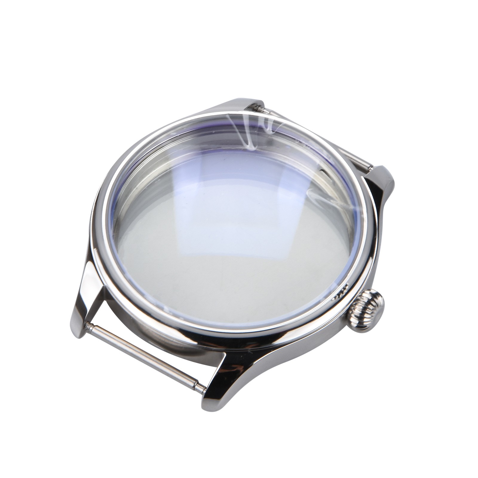 Silver 44mm Stainless Steel Watch Case For ETA6497/6498 Movement Replacement cc