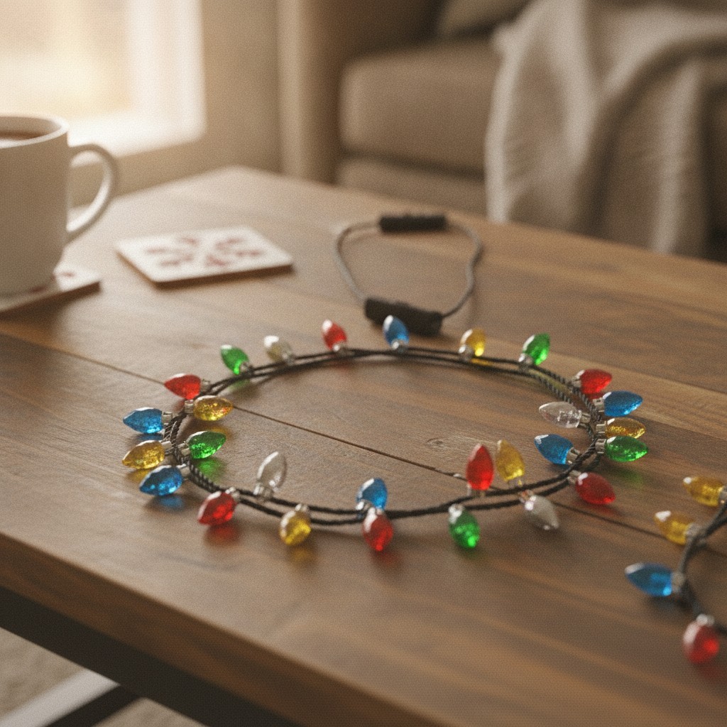 Durable PVC Christmas Bulb Necklace – 4pcs Light Up Family Party Supplies