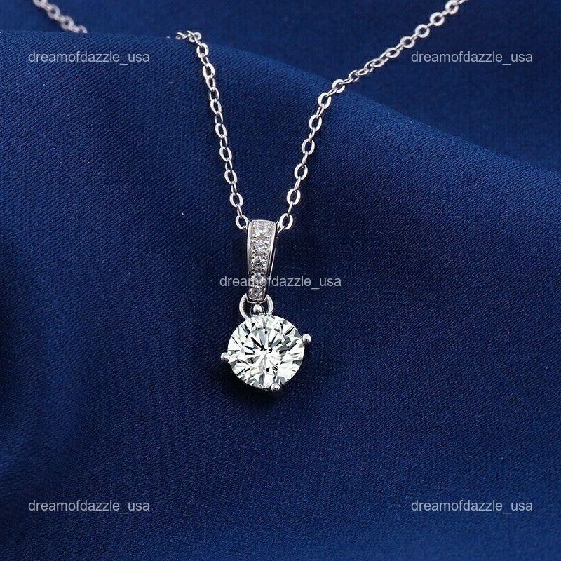 Mothers day Sale 14K White Gold Brilliant Cut Diamond New Chain Necklace Jewelry
