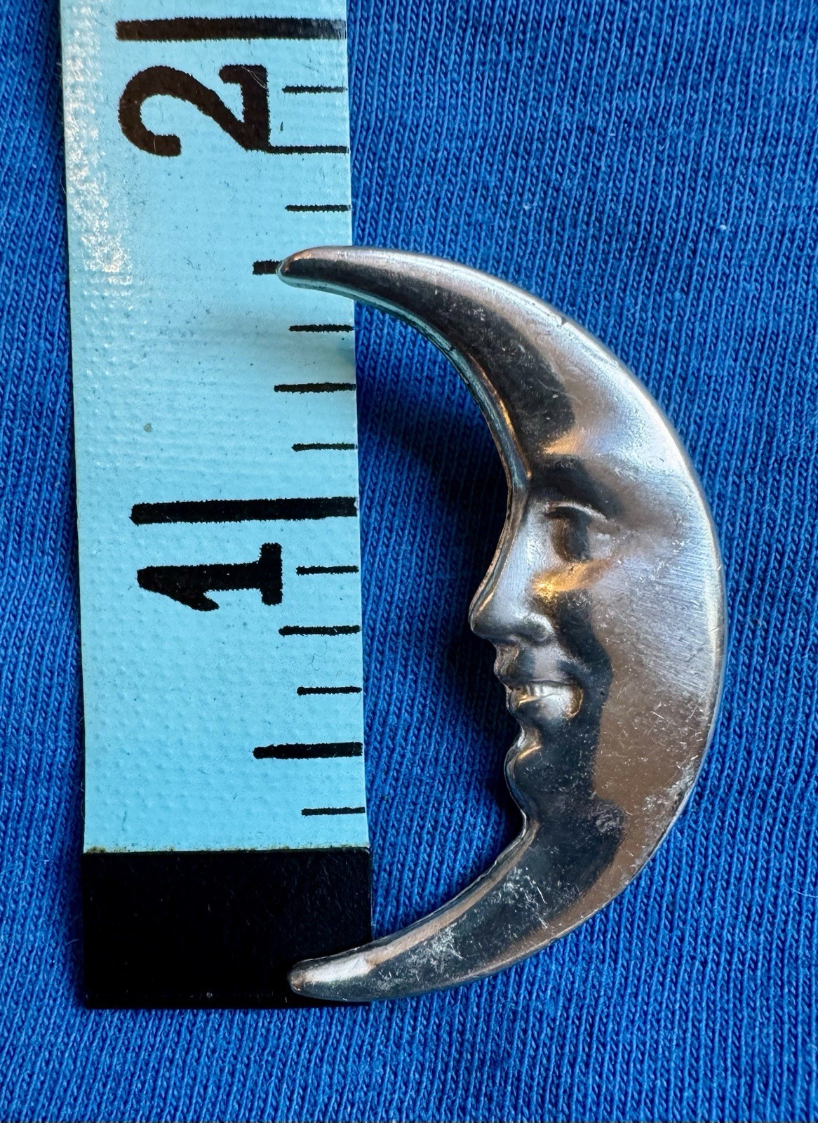 Vintage cast pewter Crescent Moon Pendant