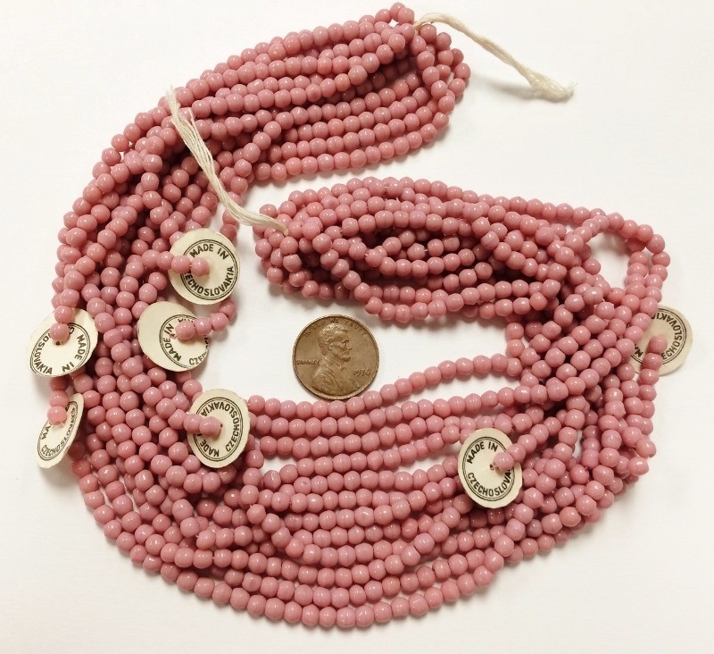 1200 VINTAGE CZECHOSLOVAKIAN GLASS DUSTY ROSE 4mm. SMOOTH ROUND CZECH BEADS 4717