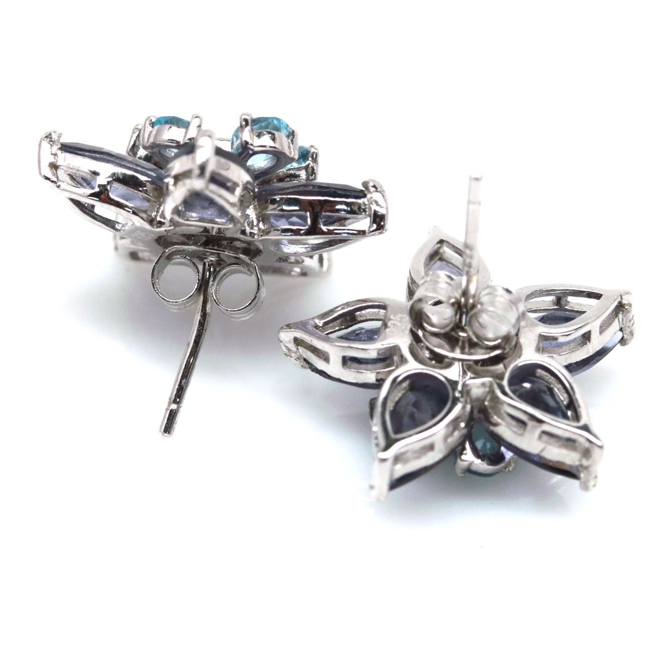 Thai Handmade 5 x 7 mm. Purple Iolite, Topaz & Zircon Earrings