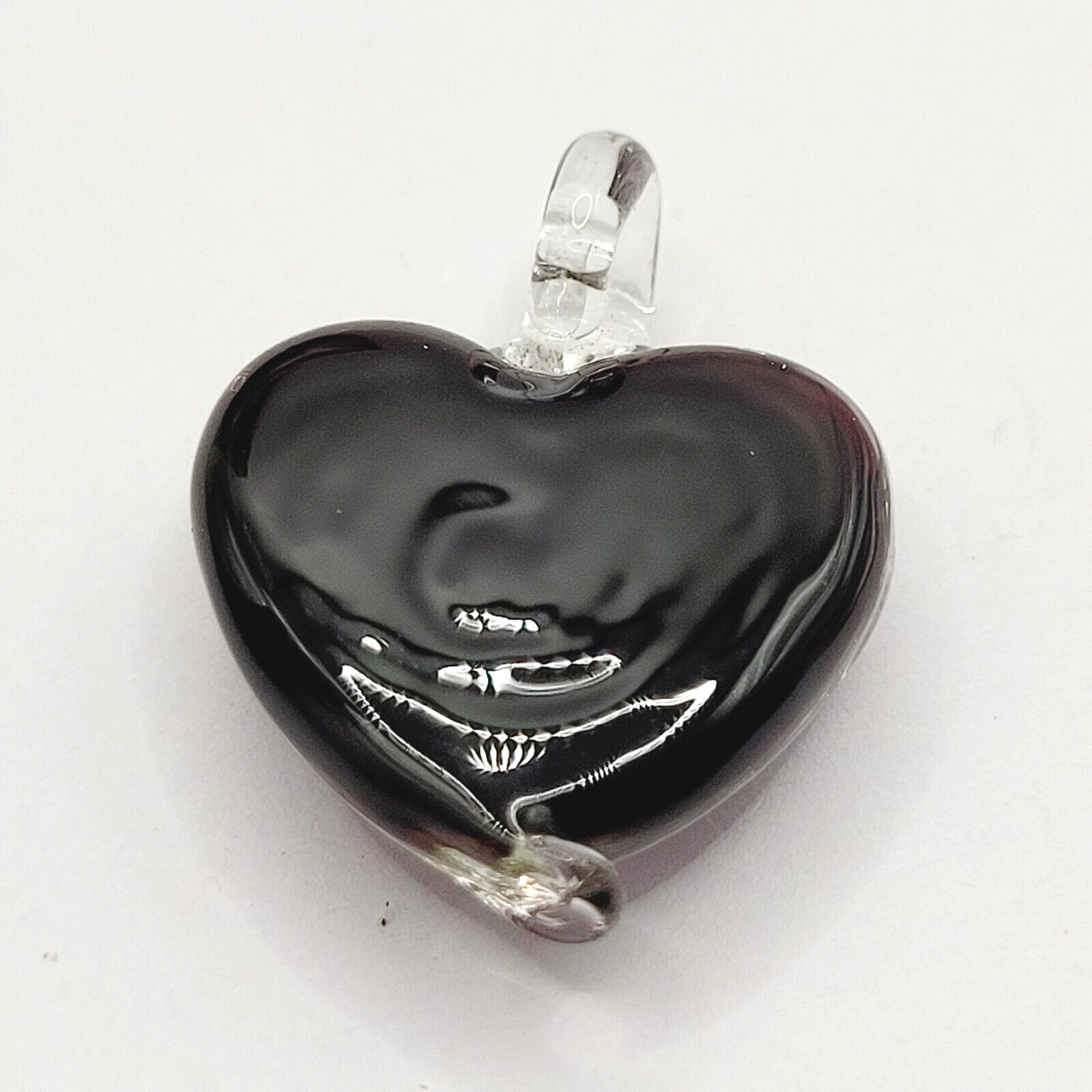 Glass Heart Dusty Rose Artisan Craft Lampwork Style Floral Foil Glitter Pendant