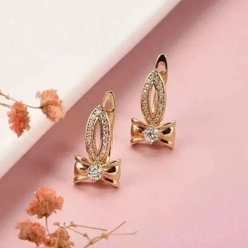 Women Engagement Hoop Earrings Round Cut Simulated Diamond 925 Starling Silver