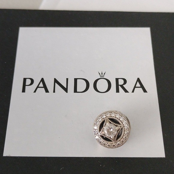 Pandora Sterling Silver Vintage Allure Charm with Clear Zirconia – 791970cz