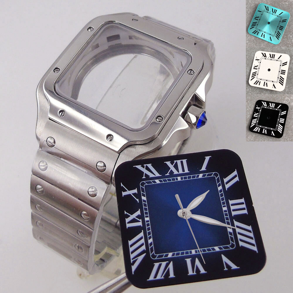 Sapphire Crystal 40mm Square Watch Case+Dial Fit NH35A Miyota821A DG2813 ETA2824