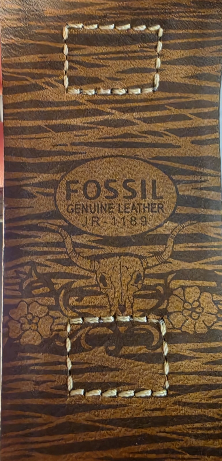 Fossil JR-1189 Quartz Analog Black Dial Silver Case Black Leather 30mm