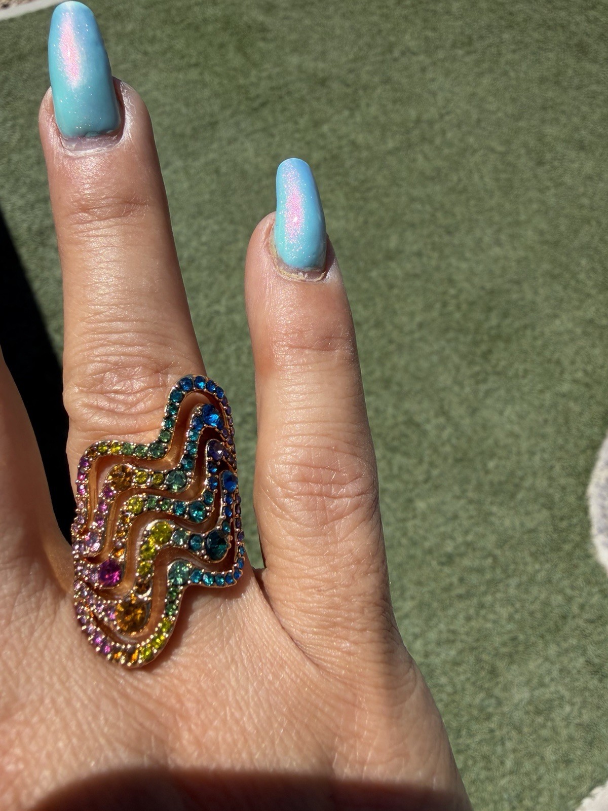 Kurt Geiger Rainbow Wave Cocktail Ring Size 7
