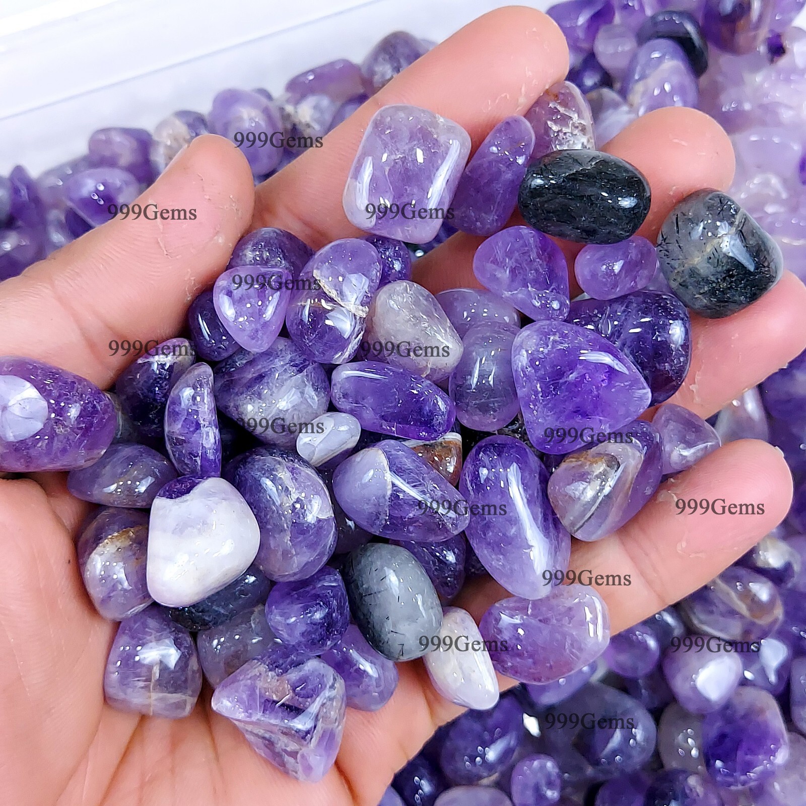 10 Pcs Natural purple Amethyst Tumbled Random Selection Gemstone Lot 8-15mm