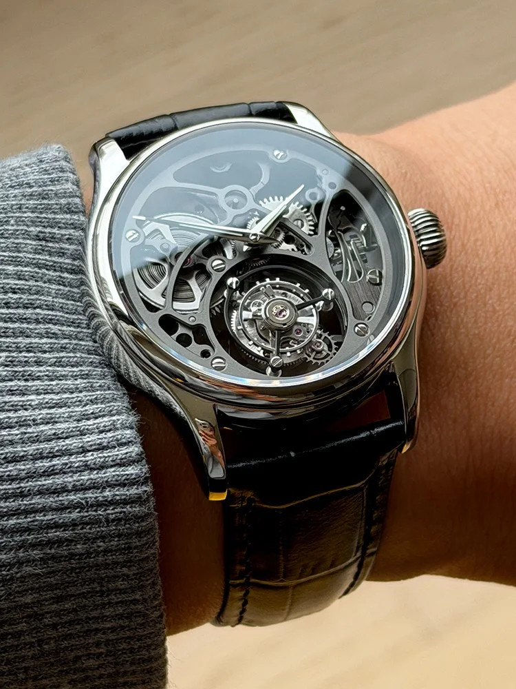 Merkur Tourbillon Watch Purple Business Mechanical Hand Winding Sapphire 42mm Me