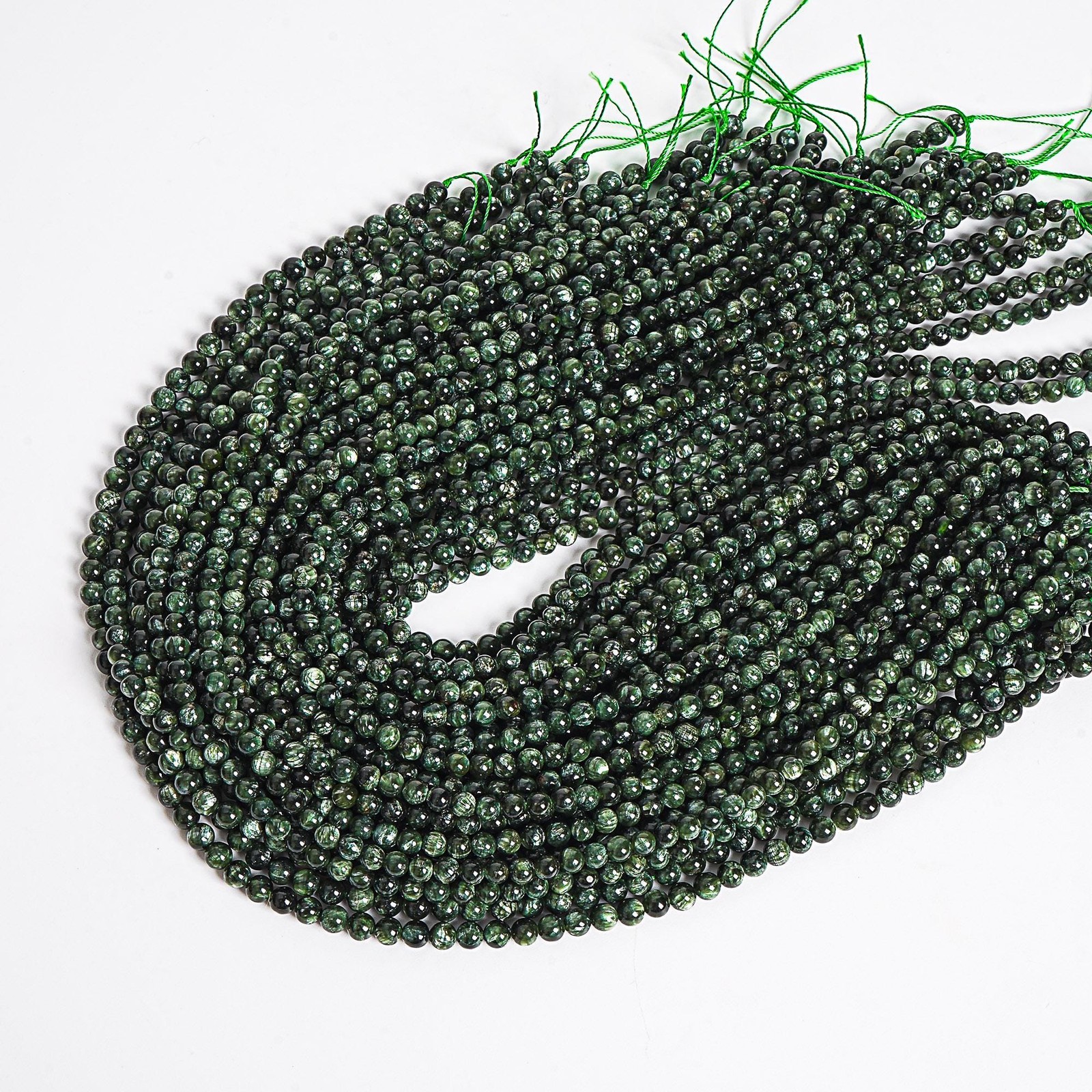 Natural Seraphinite Green Round AA Gemstone Loose Beads3-4MM 4-5MM 5MM 5-6MM