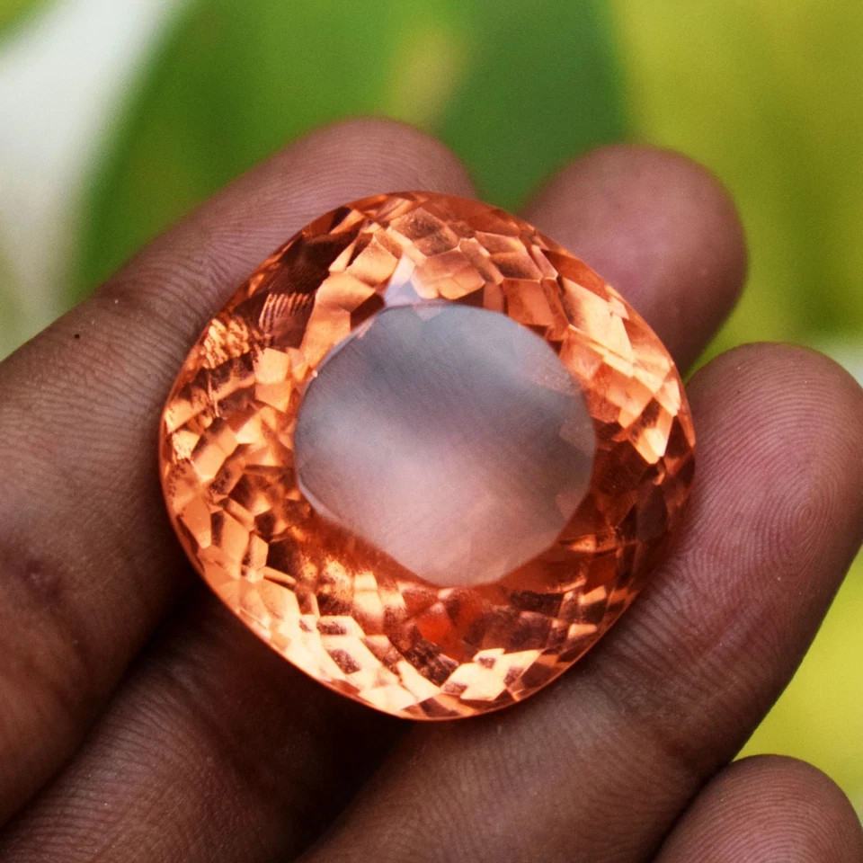 124.05 CT Flawless Imperial Topaz Cushion Cut Certified Loose Gemstone
