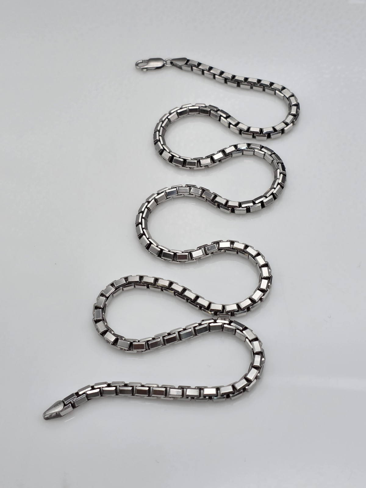 BOX CHAIN RHODIUM PLATED ANTI TARNISH STERLING SILVER 925 4.5MM (24″ INCH LONG)