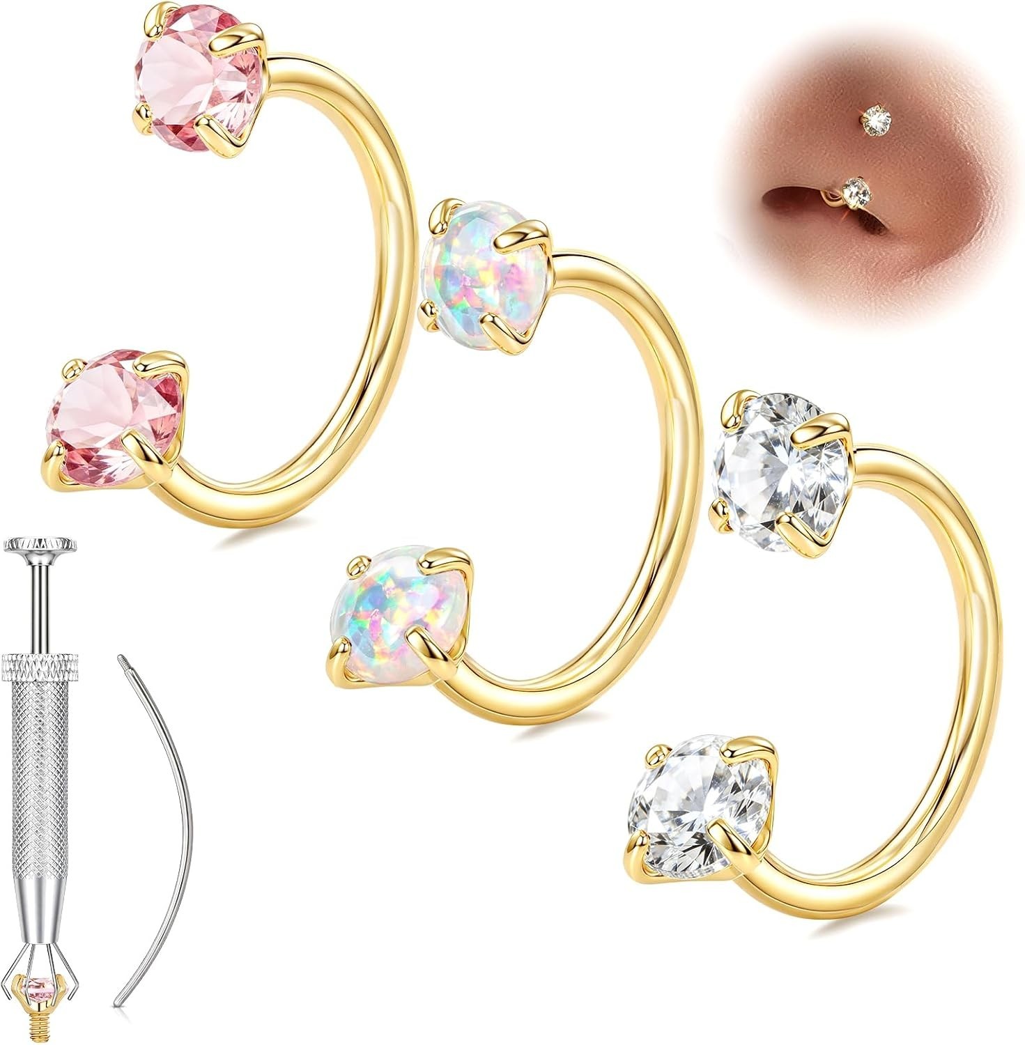 Versatile Horseshoe Nose Rings for Septum, Nostril & Cartilage – Easy Change