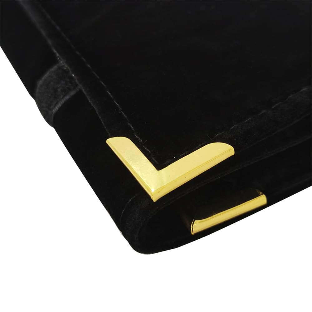 Portable Jewelry Roll Metal Coner Bag Necklace Chain Braclet Black Velvet Travel