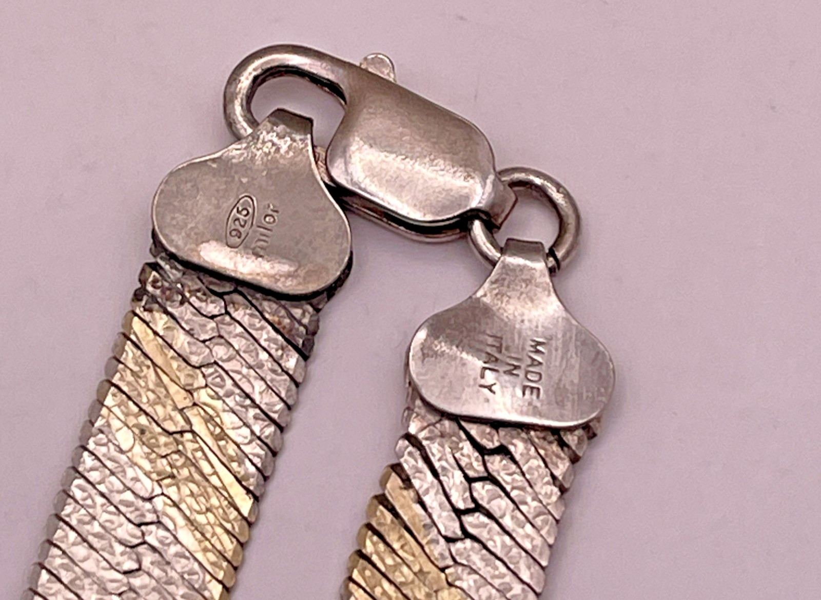 MILOR Italy 925 2 Tone Sterling Silver 19″ Herringbone Reversible Necklace 29 Gr