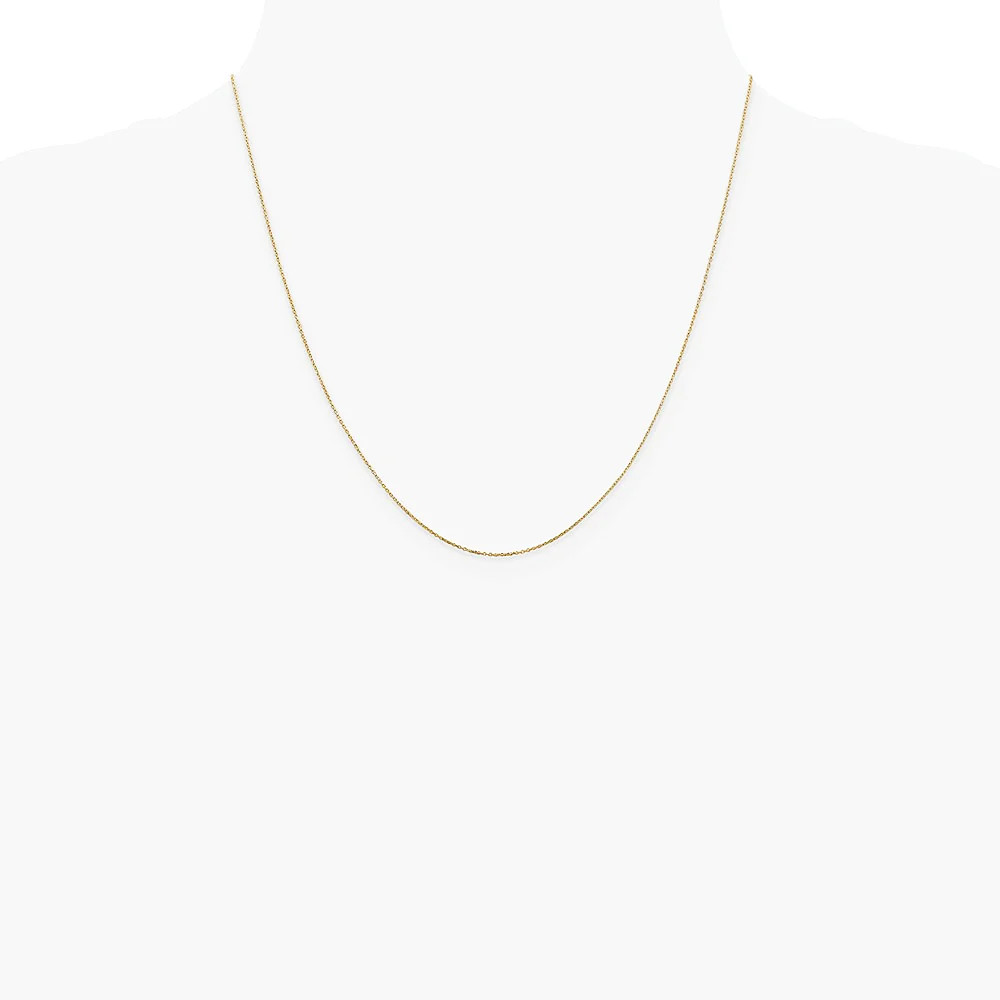 14K Yellow Gold .6mm Diamond-Cut Round Open Link Cable Chain Necklace 14″-24″