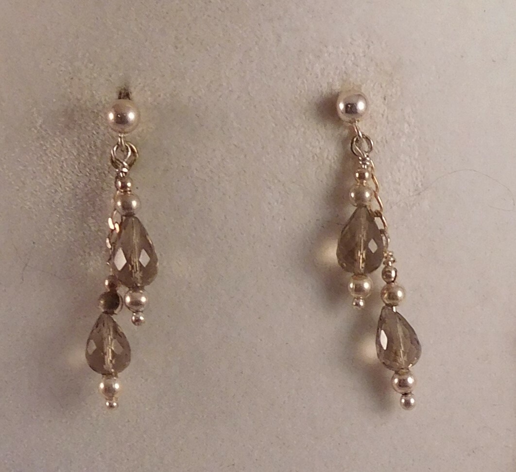 Faceted Grey-Brown Smoky Quartz Necklace & Earrings Set by Healing Light Stones