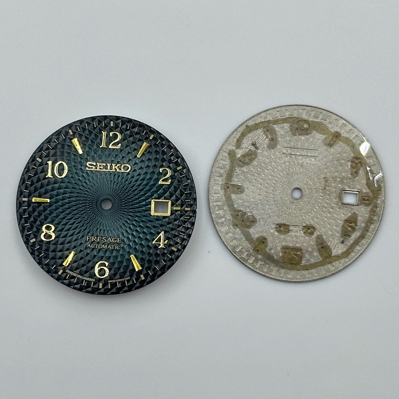 35mm Fish scale pattern Watch Dial No Luminous Date for Nh35 Nh36 Movement