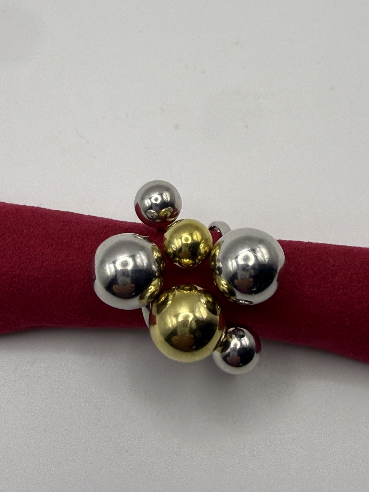 Set of 3, 925 Silver Yellow and White Gold Plated Rings, 2cm diameter