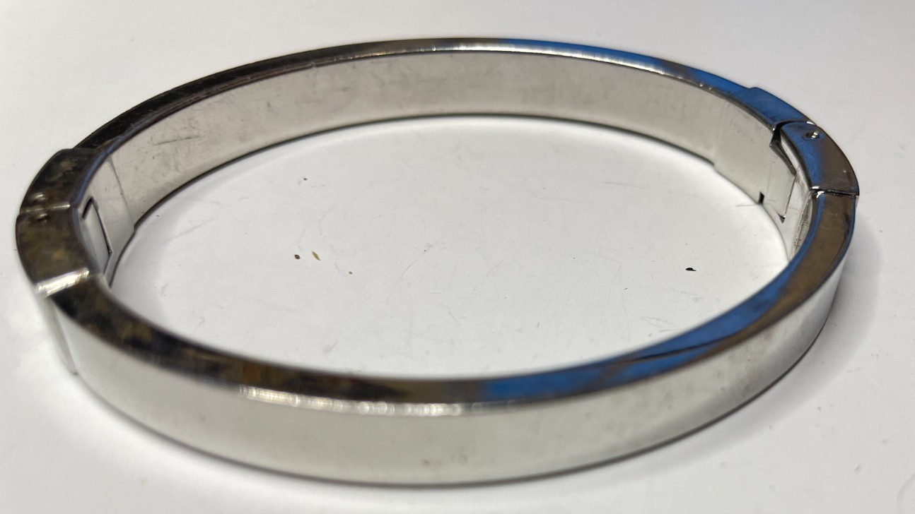 Michael Kors Silver Tone Bracelet With Rhinestones Slide Clasp
