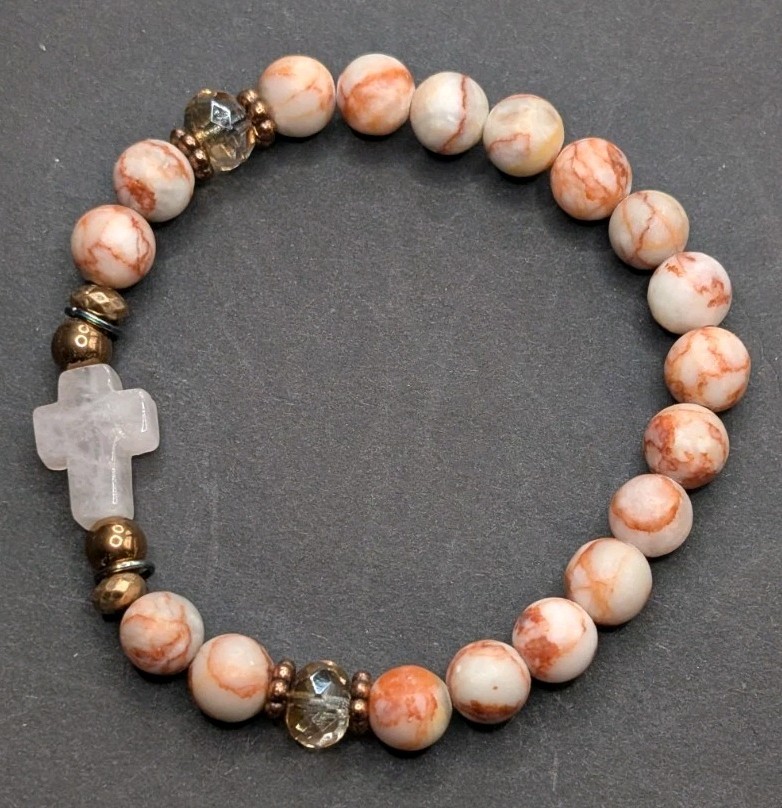 Natural Blue Gemstone 10mm Beaded Charm Stretch Bracelet (16cm) Small Wrist