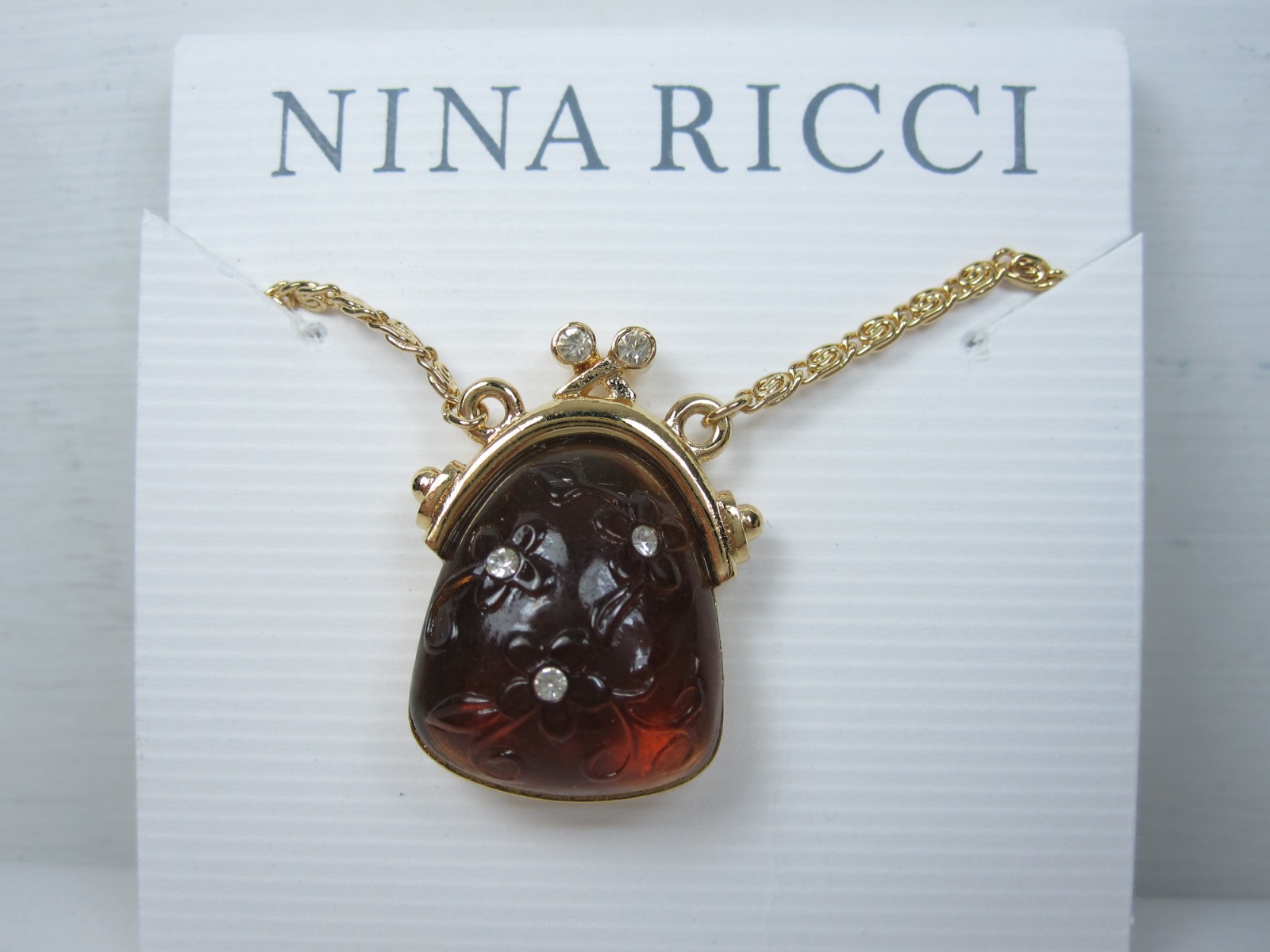 Nina Ricci Gold Plated Necklace with Enamel & Swarovski Crystals – 16-18″ – 9477