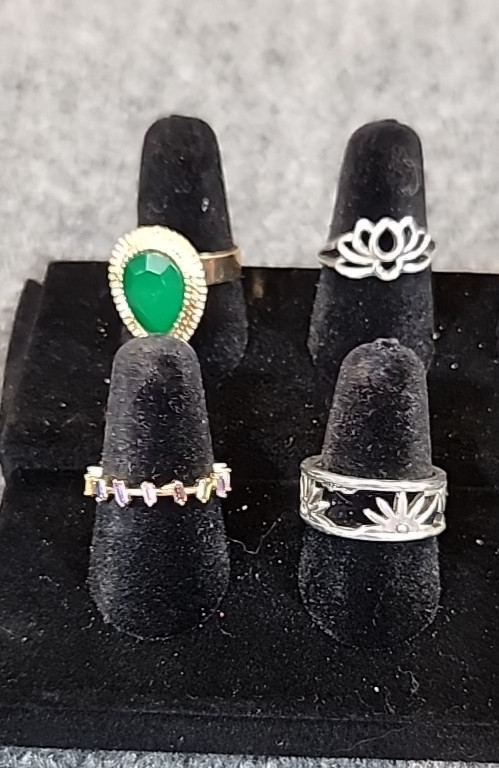 Jewelry 12 Asian Theme Rings Adjusts Sized Gold Silver Tones See Description#257